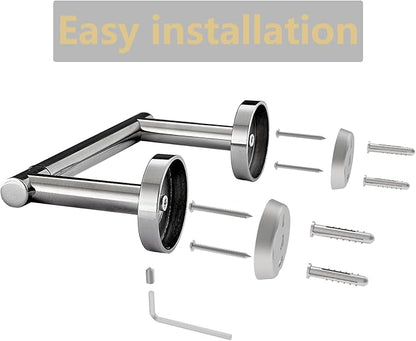 Toilet Paper Holder, Double Post Pivoting Design, Stainless Steel Rustproof Bathroom Tissue Holder, Wall Mount Fits Mega Rolls, for Home, RV, Commercial Bathroom Chrome