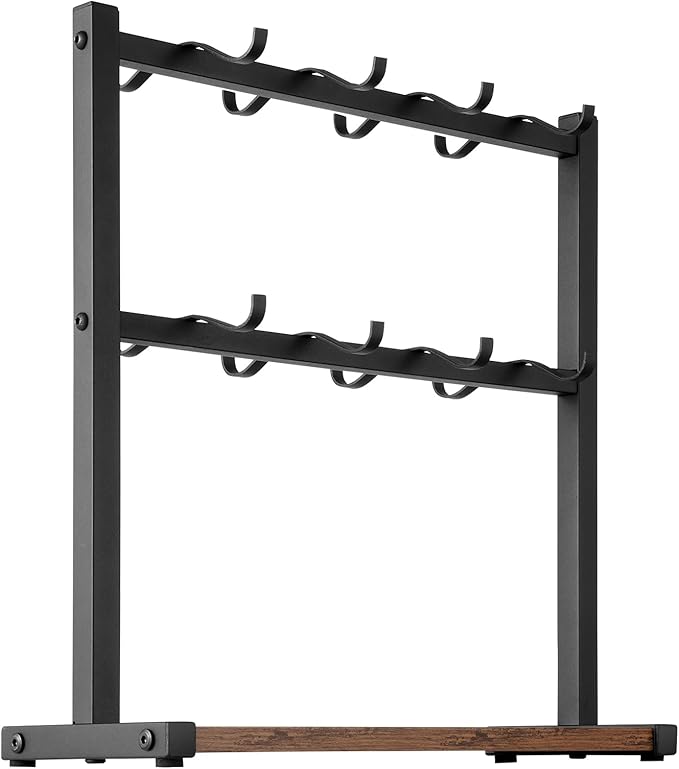 VEVOR Coffee Mug Holder for Countertop, 16 Hooks Coffee Cup Holder with Storage Base, 2 Tier Mugs Tree Rack Carbon Steel & Wood Mug Display Stand, for Coffee Bar Home Storage and Display