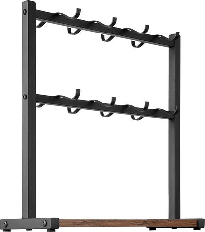 VEVOR Coffee Mug Holder for Countertop, 16 Hooks Coffee Cup Holder with Storage Base, 2 Tier Mugs Tree Rack Carbon Steel & Wood Mug Display Stand, for Coffee Bar Home Storage and Display