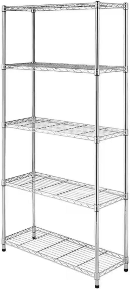 hiLISS Heavy-Duty Chrome Steel Wire Shelving NSF Certified. Adjustable Storage Rack for Kitchen,Garage,and Laundry Utility Room (Chrome-5Tiers-36x14x72)