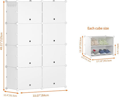 HOMIDEC Shoe Rack, 8 Tier Shoe Storage Cabinet 32 Pair Plastic Shoe Shelves Organizer for Closet Hallway Bedroom Entryway