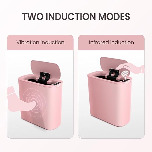 Cesun Automatic Motion Sensor Bathroom Trash Can with Lid, 2.6 Gallon Touchless Trash Bin, Smart Plastic Slim Garbage Can Small Wastebasket for Toilet, Office, rv, Bedroom, Living Room, Pink