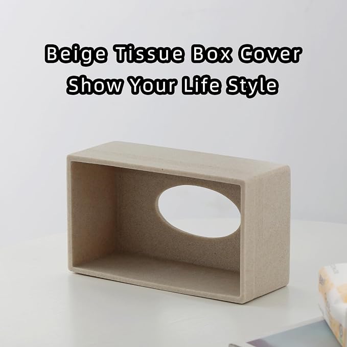 Haocoott Tissue Box Cover Rectangle, Resin Facial Tissues Holder Covers Rectangular Toilet Paper Holder Case Dispenser Home Decorative for Bathroom Kitchen Bedroom Living Room Office (Beige)