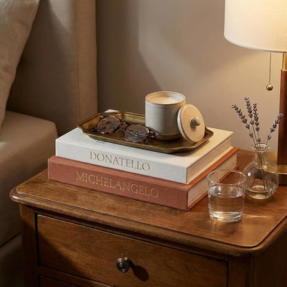 Aesthetic Faux Books for Home Decor (Set of 2) - Decorative Book Boxes with Hidden Storage - Ideal for Coffee Table, Living Room, Entryway & Bookshelf - Beige/Terracotta Linen