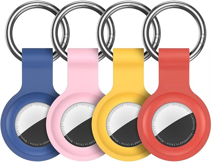 Compatible with AirTag Holder Case Keychain 4 Pack, for AirTag 1st & 2nd Generation Key Chain Ring Case Cover for Air Tag Holder GPS Tracker Item Air Tags Finders Air Tagholder for Kids,Bags,Luggages