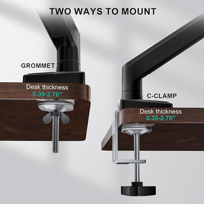 WALI Single Monitor Mount for 13-34 inch Screens, Adjustable Single Monitors Arm, Regular Screen up to 32 inch, 26.4lbs, Computer Monitor Stand for Desk, VESA 75/100mm (GSMP001N), Black