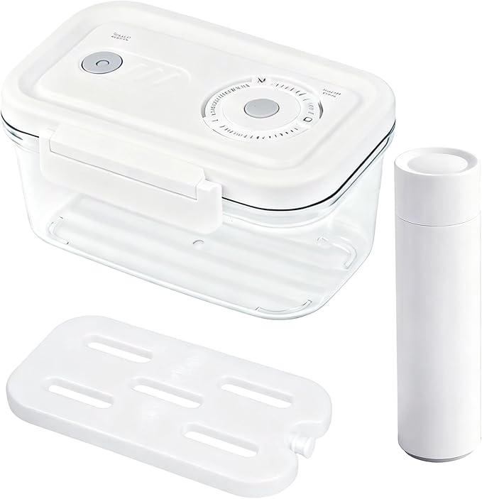 Manual Vacuum Sealer Containers, Airtight Food Storage Boxes with Hand Pump for Freshness, BPA-Free, Leakproof Seal for Lunch, Meat, Fruit, Leftovers, Fridge & Camping Use (2000ml)