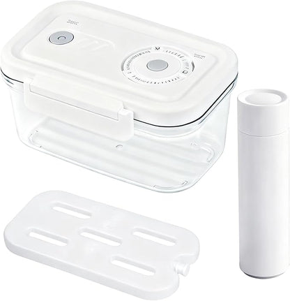 Manual Vacuum Sealer Containers, Airtight Food Storage Boxes with Hand Pump for Freshness, BPA-Free, Leakproof Seal for Lunch, Meat, Fruit, Leftovers, Fridge & Camping Use (2000ml)