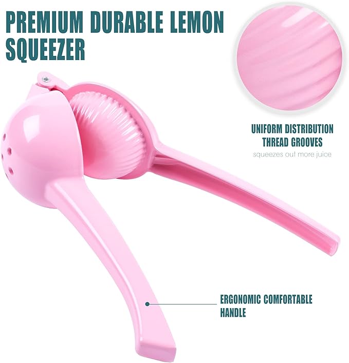 Y-ME Manual Juicer Citrus Lemon Squeezer, Fruit Juicer Lime Press Metal, Professional Hand Juicer Kitchen Tool(Pink）