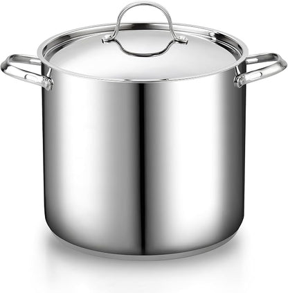 Cooks Standard Classic 16 Quart Stock Pot with Lid, Large Stainless Steel Pot