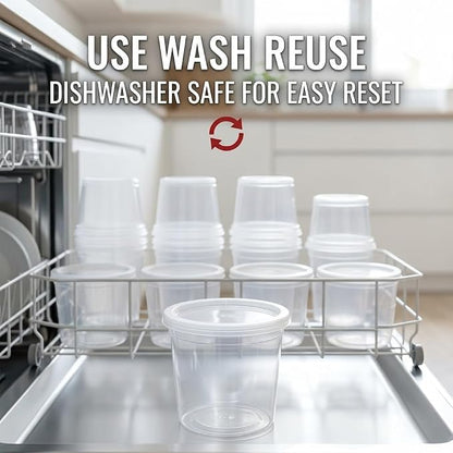 Mr Miracle Deli Containers with Lids - 24 Pack of 16 oz Clear Airtight Reusable Plastic Food and Multi-Purpose Containers - Microwave, Freezer, and Dishwasher Safe