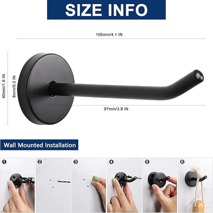 NearMoon Coat Hooks, Wall Mount Hooks for Hanging Hat Hurse Robe, 304 Stainless Steel Heavy Duty Towel Hangers for Bathroom Livingroom Hotel Kitchen Garage, 6 Pack (4 Inch, Matte Black)
