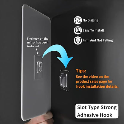 Fogless Shower Mirror, Large(10.2x7.8in) & Includes 2 Adhesive Hooks, Easy Install & Unbreakable & Super Thick, Fog Free (No Fog) Shower Mirror for Shaving