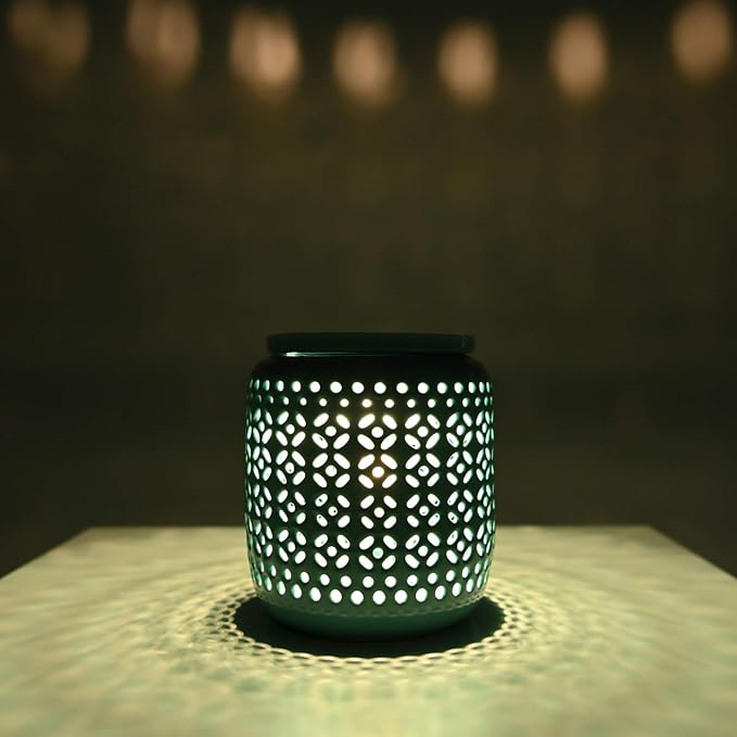 ASAWASA Ceramic Wax Melt Warmer with Timer,Candle Wax Warmer for Scented Wax & Essential Oils,Ideal Gift for Home Office Kitchen(Cyan Copper Coin Pattern)