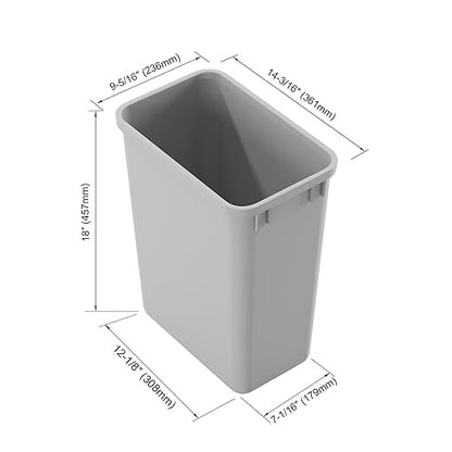Dowell 35L Wastebasket Trash Container, 37Qt/9.2Gal, Plastic, Stackable, for Kitchen/Bathroom/Office, Fits Under Sink/Desk (Grey 4000 35 04)