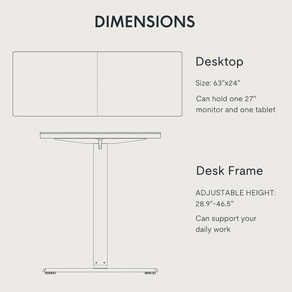 FLEXISPOT 63x24 Inch Electric Height Adjustable Standing Desk for Home & Office, Splice Board Desk for Computer Workstation, Study, or Creative Setup, White