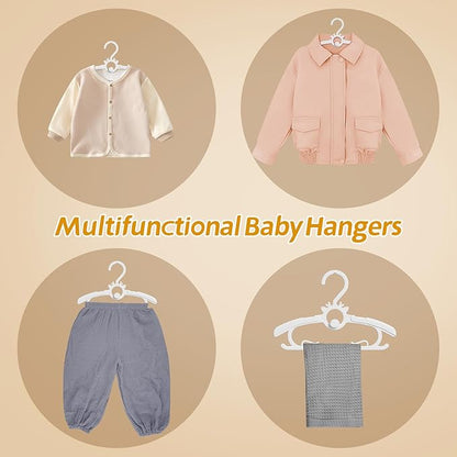 Baby Hangers 40PCS, 11"-14" Extendable and Stackable Kids Hangers, 45g Ultra-Thick Space Saving Non-Slip Plastic Hanger for Infant, Toddler and Nursery Closet