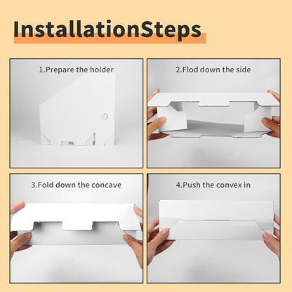EXYGLO 12 Pack White Magazine File Holder, Cardboard Magazine Rack with Label, Foldable Storage Organizer Box for Book, Documents, 10.2x3.5x10.6 Inches