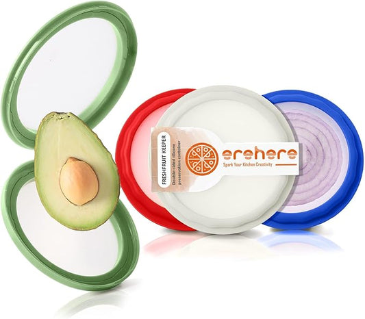 4-Piece Airtight Food Storage Containers Set – Avocado Saver, Onion Keeper, Silicone Kitchen Organizers for Fridge, Reusable & Leak-Proof to Lock in Freshness
