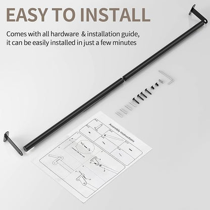 JUYSON Bathroom Towel Bar 24 Inch, Towel Racks for Bathroom Wall Mounted, Stainless Steel Heavy Duty Modern Single Towel Bar Holder Towel Rod Wall Mounted(Single Bar-Black, 24 in)