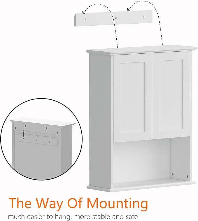Bathroom Wall Cabinet, Over The Toilet Storage Cabinet, 23x29 Inch Medicine Cabinet with 2 Door & Adjustable Shelves, Bathroom Cabinet Wall Mounted for Laundry Room, Kitchen, Small Spaces