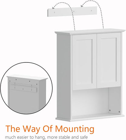 Bathroom Wall Cabinet, Over The Toilet Storage Cabinet, 23x29 Inch Medicine Cabinet with 2 Door & Adjustable Shelves, Bathroom Cabinet Wall Mounted for Laundry Room, Kitchen, Small Spaces