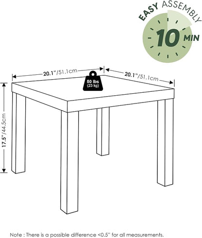 Furinno Classic Living Room Table Set of 3, Modern Rectangle Coffee Table with 2 Square Side Tables, End Tables, 1.8 Inch Thick Tabletop for Living Room, Home Office, Sage Green
