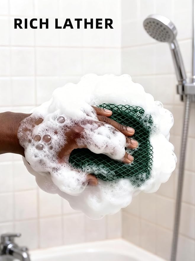 Cleangor 2Pcs African Net Sponge Authentic with Knots - Exfoliating Body | Scrubber for All Skin Types, African Bath Sponge, Wash Cloth, Gentle Exfoliation Shower Rag for Women Daily Use