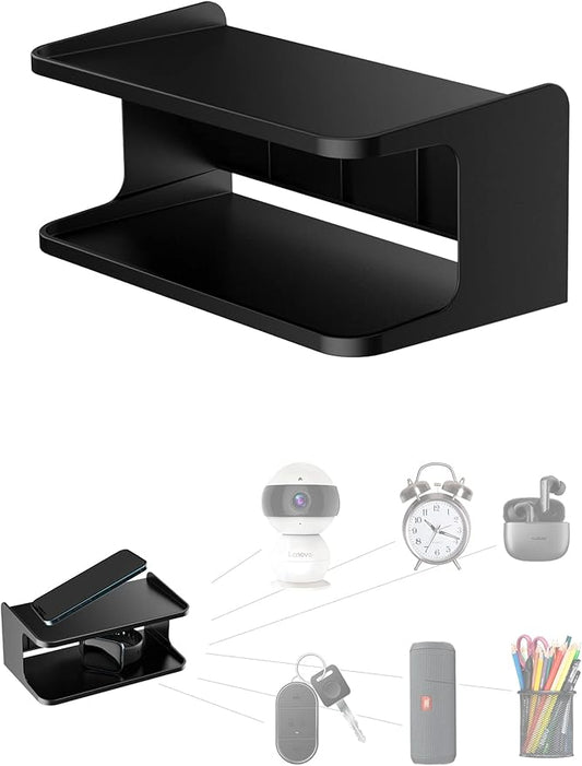Bedside Shelf Accessories Organizer for Bedroom Bedside Wall Organizer Universal Bedside Shelf Wall Mount for Glasses/Remote/Earphone/Cell Phone and More (Black)