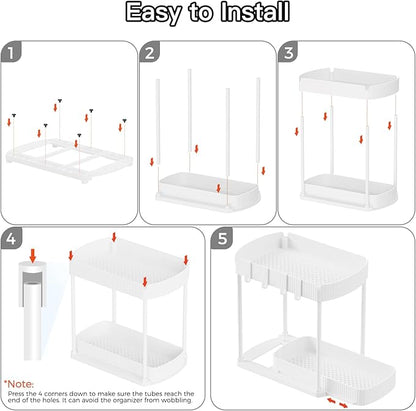 Ukeetap 2 Pack Multi-Purpose Pull-Out Storage Organizers, Under Sink & Cabinet Storage, 12.8 Inch, White