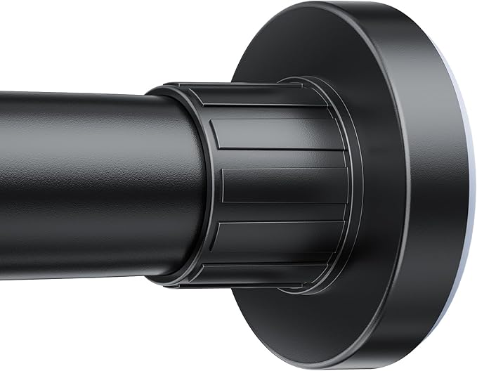 Ausemku Shower Curtain Rod 32-65 Inch Adjustable - 1 Inch Diameter Heavy Duty No drill Spring Tension Shower Rod, Non-Slip Rustproof Telescopic Rod for Bathroom, Black