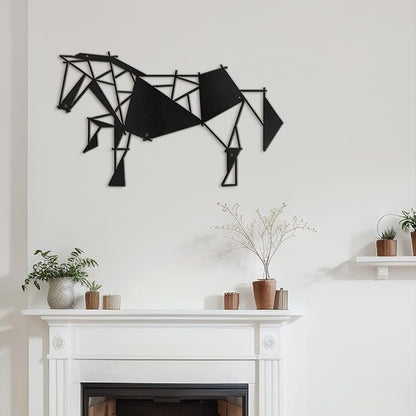 SIGNLEADER Metal Wall Art Decor Galloping Horse Modern Abstract Wall Sculpture Hangings Home Decoration for Living Room, Bedroom, Bathroom, Kitchen, Outdoor - 30" Black
