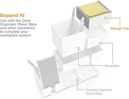 Bostitch Office Konnect Desk Organizer Accessory Tray, Stacks for Desktop Storage, White