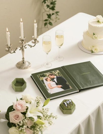 Velvet 3 Slots Jewelry Ring Box Engagement Wedding Box Keepsake Box Bridal Photo Ring Triple Slots Hexagon