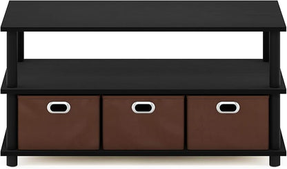 FURINNO Turn-N-Tube Coffee Table, 31.22D x 15.5W x 15.8H in, Black Oak/Black/Brown