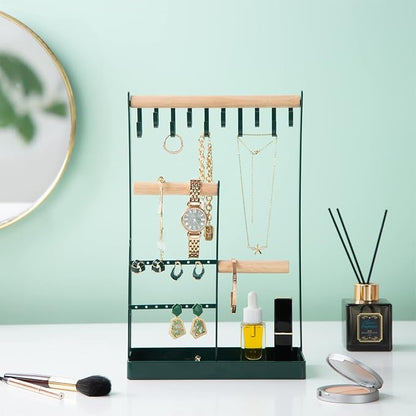 ProCase Cute Jewelry Stand, Aesthetic Jewelry Organizer for Dresser Vanity, Jewelry Holder Display for Necklaces Earrings, Gifts for Teen Girls Women, Bedroom Dorm Decor -Medium, Green