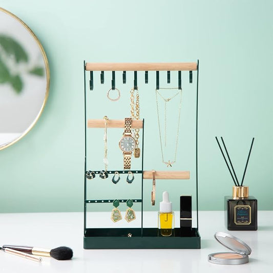 ProCase Cute Jewelry Stand, Aesthetic Jewelry Organizer for Dresser Vanity, Jewelry Holder Display for Necklaces Earrings, Gifts for Teen Girls Women, Bedroom Dorm Decor -Medium, Green
