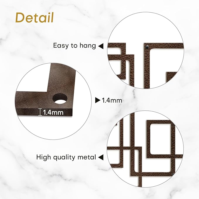 SIGNLEADER Metal Wall Decor Geometric Rectangular Minimalist Modern Abstract Wall Sculpture Hangings Home Decoration for Living Room, Bedroom, Bathroom, Kitchen, Outdoor - 36" Bronze