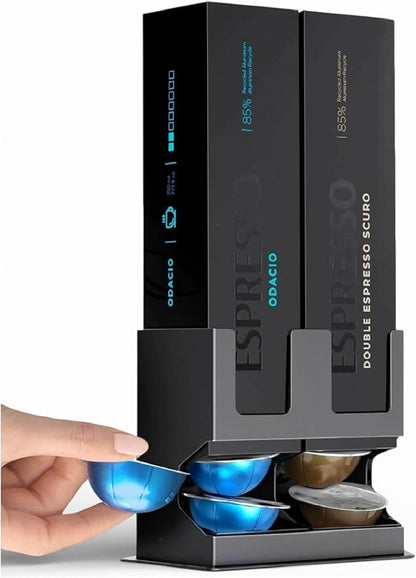 GALVANOX Holder for Nespresso Vertuo Pods Countertop Dispenser Stand, Holds 2 Box Sleeves - Easily Dispenses 2 Coffee Flavors, Freestanding Design with Non-Slip Steel Base, (20 Vertuoline Pods)