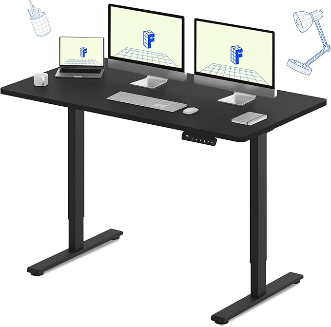 FLEXISPOT E3 Dual Motor 60 x 24 Electric Standing Desk Sit Stand Up Desk, Holds 220 lbs, Adjustable Height w/ Memory Presets, One-Piece Black Desktop & Black Frame, Ships in 2 Boxes