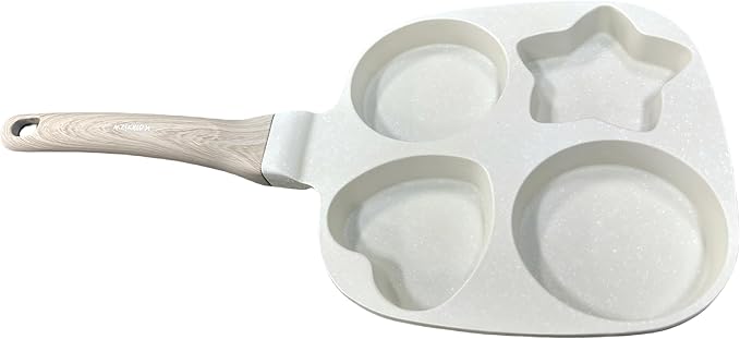 4-Cup Nonstick Omelette Skillet Egg Frying Pan, Healthy Breakfast Pancake Pan for Pancake, Hamburger, Bacon, Easy to Clean, Detachable Bakelite HandleSuitable for Gas Stove & Induction Cookware (1)