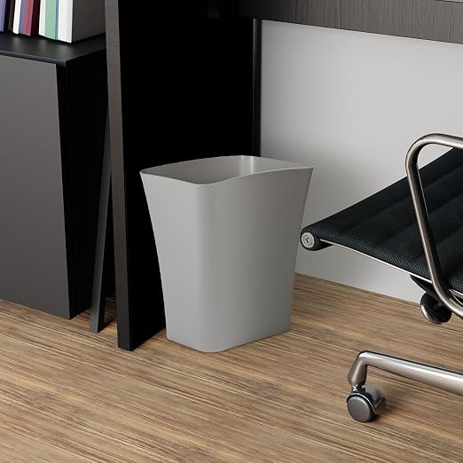 Clorox Textura Slim Trash Can - 3.1 Gallon Small Waste Basket for Narrow Spaces - Skinny Plastic Garbage Bin for Bathroom, Bedroom, or Office, Grey