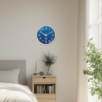 XNM 2 Pack Navy Blue Classic Wall Clock 8 Inch Small Minimalist Wall Clocks Battery Operated Modern Decorative Wall Clock for Living Room Bedroom Kitchen Silent Non Ticking