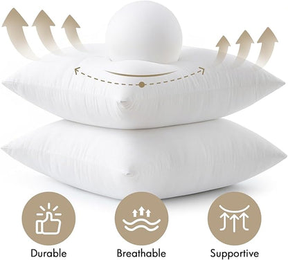 MIULEE Pillows Inserts, Pack of 4 14x14 Inch 100% Virgin Microfiber Filling Throw Pillows for Bed Couch Sofa