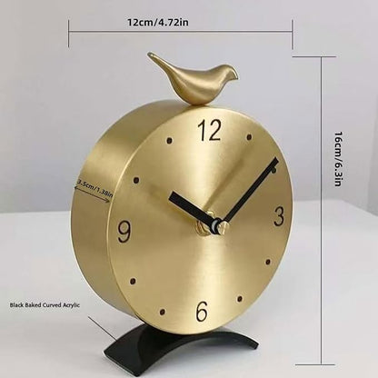Brass Creative Clock - Silent Non-Ticking Desk Clock, Elegant Home & Office Decorative Clock, Vintage Brass Table Clock, Gift Idea for Housewarming & Birthday