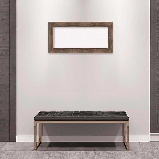 Amanti Art White Cork Board for Wall, 17x35 Vision Board with Brown Wood Frame, Medium Corkboard Office Decor for Home Organization, Country Rustic Corkboard Pinboard to Display Items for Home