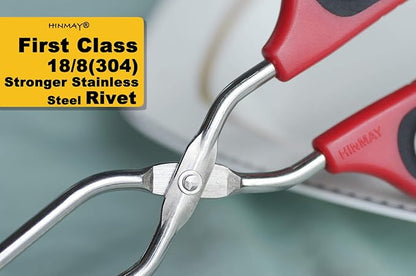 HINMAY Stainless Steel Scissor Tongs 10-Inch and 12-Inch Set, Set of 2