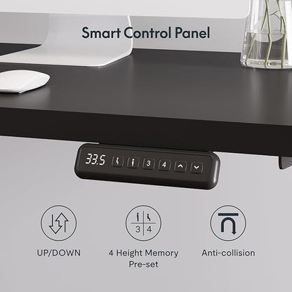 SANODESK 63" L Shaped Standing Desk with 3 Drawers, Height Adjustable Stand up Desk, Corner Gaming Desk with Monitor Stand, Black Frame/Black Top