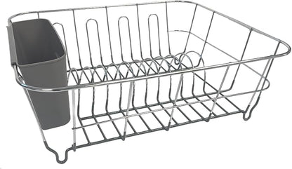 Dish Drying Rack & Cutlery Holder 2 Piece Set ✅ Compact Sink-Fitting Dish Drainer with Rubberized Undercoating ✅ Space-Saving Kitchen Organizer for Plates, Cups, Bowls & Utensils In Sink, Dark Gray