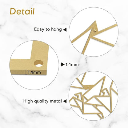 SIGNLEADER Metal Wall Art Decor Flocks of Flying Birds Modern Abstract Wall Sculpture Hangings Home Decoration for Living Room, Bedroom, Bathroom, Kitchen, Outdoor - 36" Gold